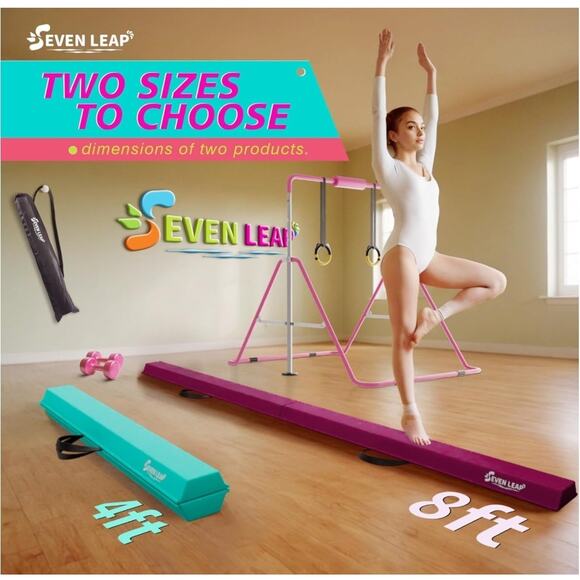 8 Ft Folding Balance Beam Anti-slip Walking Beam for Kids  8ft Folding Gymnastics Balance Beam Foam Kids Non-Slip Open Box Pink or Purple